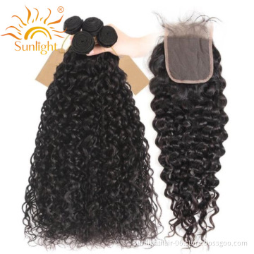 Sunlight Wholesale price Brazilian Hair Bundle with closure Cheap 10a Grade wholesale brazilian hair vendors waterwave bundles